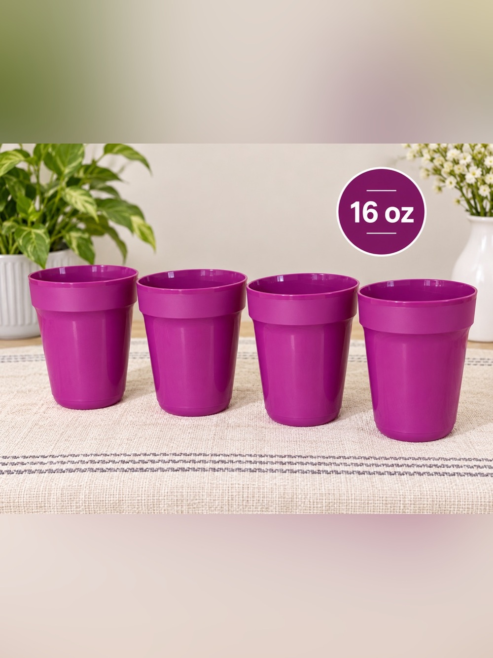 NWT Tupperware Purple Aloha Tumblers Set 4  16 oz c/u